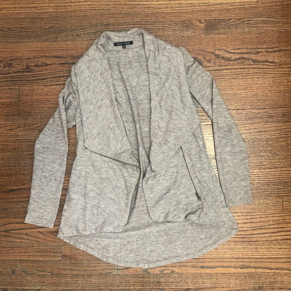 Sweet Rain zip up sweater sweatshirt, space dye light coffee/brown color, Size M